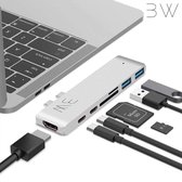 Boldwire Macbook Pro Dock USB-C Hub - USB Type C met 4K HDMI, USB 3.0 en SD Kaartlezer - Docking Station - 7 in 1 Silver