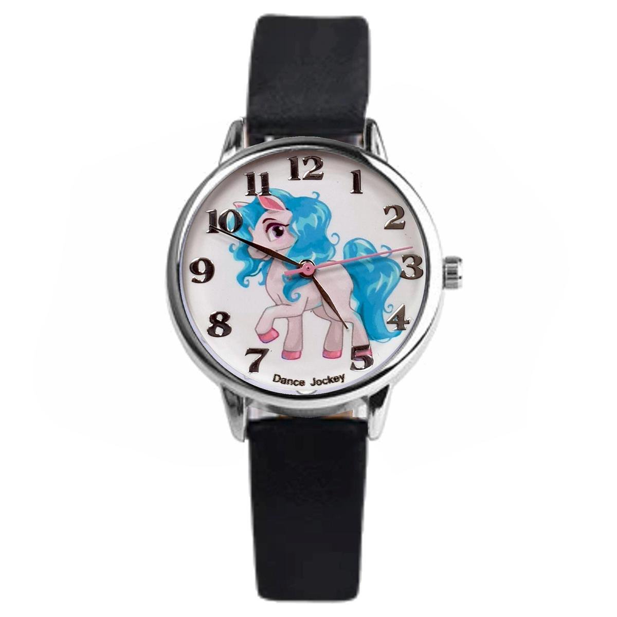 Fako® - Kinderhorloge - Eenhoorn - Unicorn - Soft - Zwart