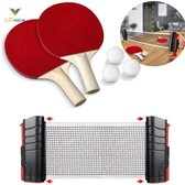 Tafeltennis Set – Ping Pongset – Tafeltennis Batjes – Pingpong – Tafel Tennis Ballen – Balletjes – Net – Uitschuifbaar - Kerst Cadeau
