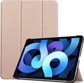 Hoes Geschikt voor iPad Air 2020 Hoes Book Case Hoesje Trifold Cover - Hoesje Geschikt voor iPad Air 4 2020 Hoesje Bookcase - Goud