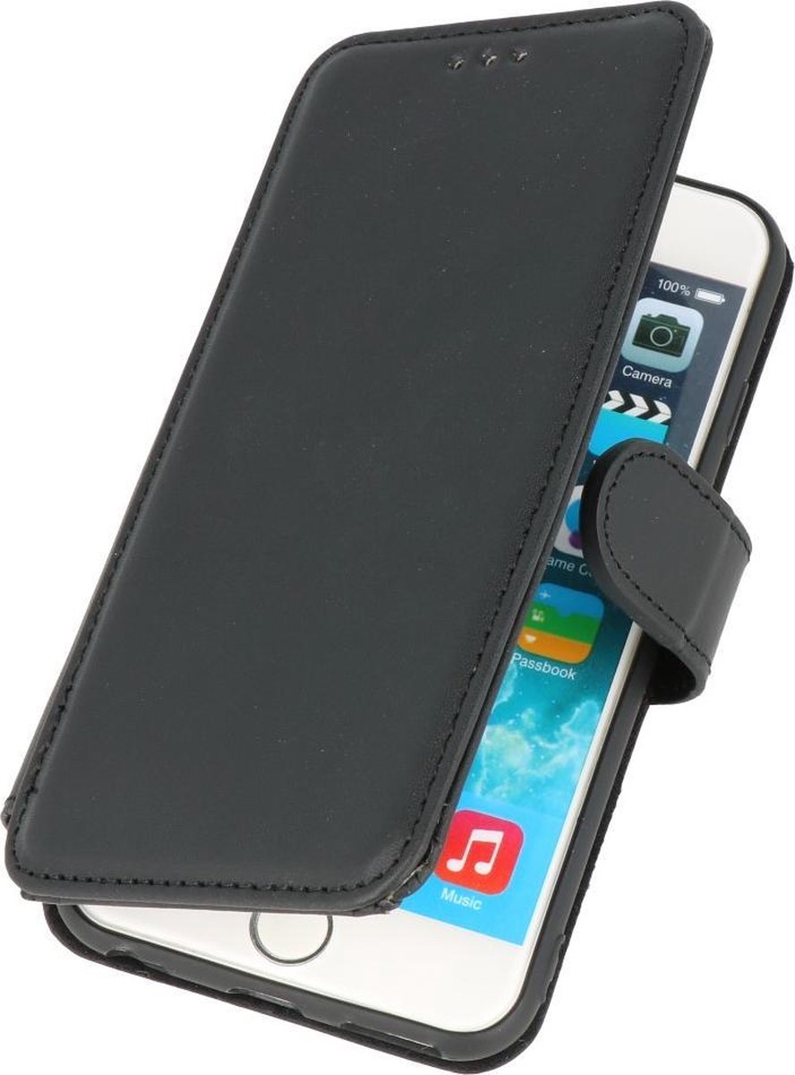MP Case - Echt leer hoesje iPhone 6 / 6s bookcase wallet cover - Zwart