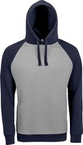 SOLS Unisex Seattle Contrast Raglan Hoodie (Grijze Marl/Franse marine)