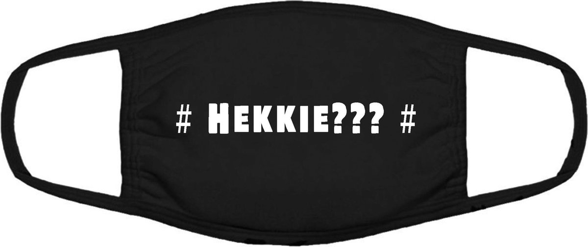 Hekkie mondkapje | meme | hashtag | grappig | gezichtsmasker | bescherming | bedrukt | logo | Zwart mondmasker van katoen, uitwasbaar & herbruikbaar. Geschikt voor OV
