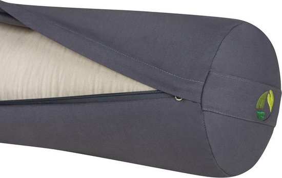 Yoga Bolster Rond - Ecoyogi - 60 x 20 cm - 3,9 kg - Grijs - Eco katoen - GOTS gecertificeerd - Yoga rol van Ecoyogi — afbeelding 3