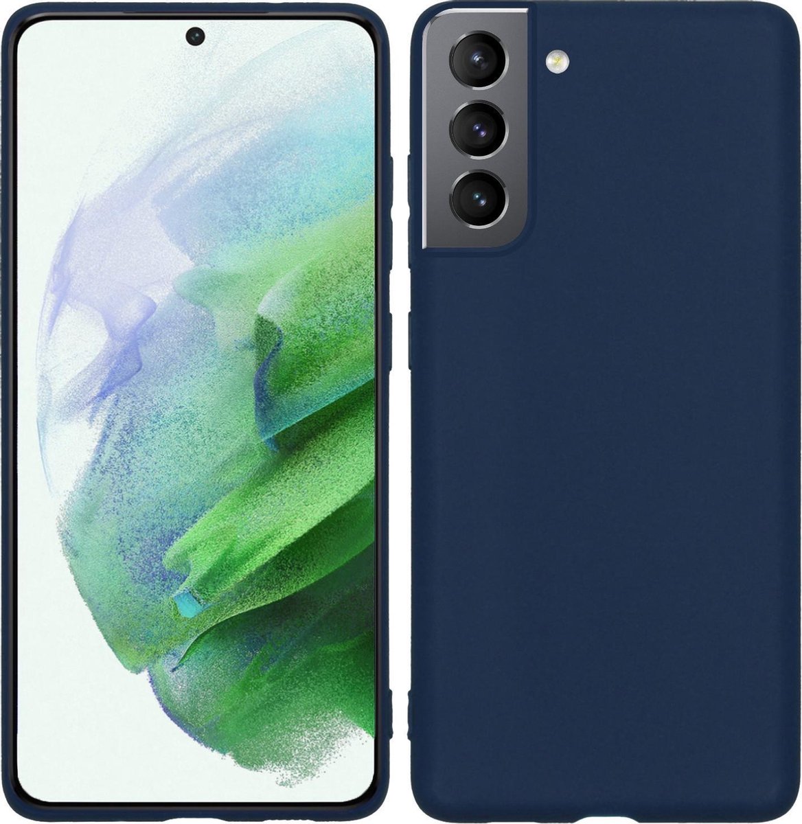 Hoesje Geschikt voor Samsung Galaxy S21 - Sterk & Shockproof - Hoes Cover - Siliconen Case - Donkerblauw