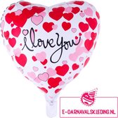 Folie ballon wit hart I Love You voor Valentijnsdag of andere liefdevolle momenten 52x46cm