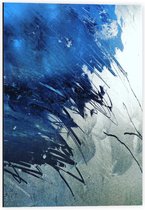 Dibond - Blauwe Verfstrepen - 40x60cm Foto op Aluminium (Wanddecoratie van metaal)