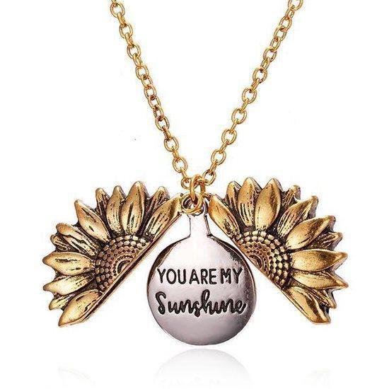 Kasey 'YOU ARE MY SUNSHINE' Zonnebloem ketting - Sunflower ketting -  Goudkleurig | bol.com