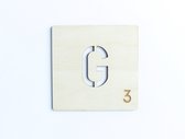 HOUTEN WANDDECORATIE / WOODEN WALL DECORATION - MUURDECORATIE / WALL ART - LETTER TEGEL G / TILE G - 11 x 11cm - LICHT HOUT / NATURAL WOOD - WOORDFEUD / WORDFEUD - LETTERSPEL - SPE