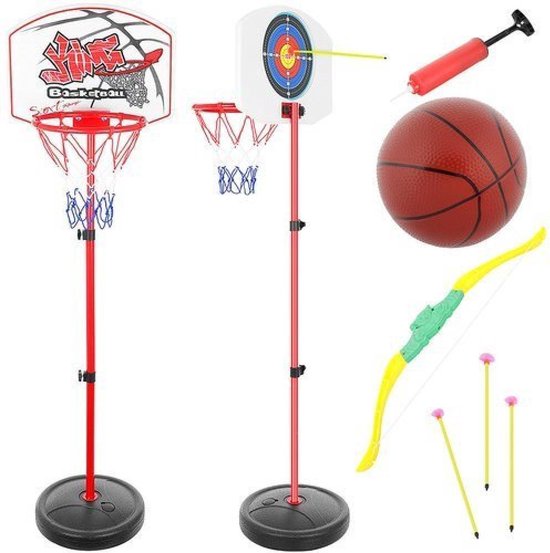 Sport set voor kinderen - Basketbal set met pomp en bal. Inclusief Pijl en Boog set met schietbord