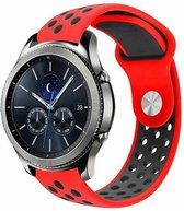 Siliconen Smartwatch bandje - Geschikt voor  Samsung Gear S3 sport band - rood/zwart - Horlogeband / Polsband / Armband