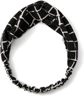 Haarband Cross - Bandana - Haarband dames - Haarbanden dames - Haaraccessoires vrouwen - Geblokt Zwart - Stijl 34