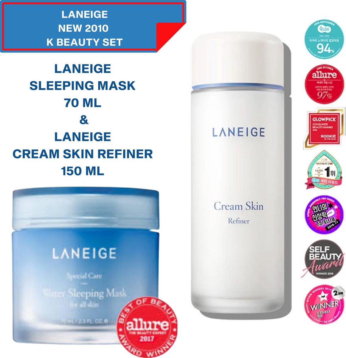 2021 Allure Award Set Laneige Cream Skin Refiner & Laneige Sleeping