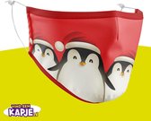 Pinguïn trio met muts op mondkapje | pinguïn | Kerstkapje - Kerst mondkapjes |  wasbaar | neusbeugel | verstelbaar | mondmasker | gezichtsmasker | herbruikbaar