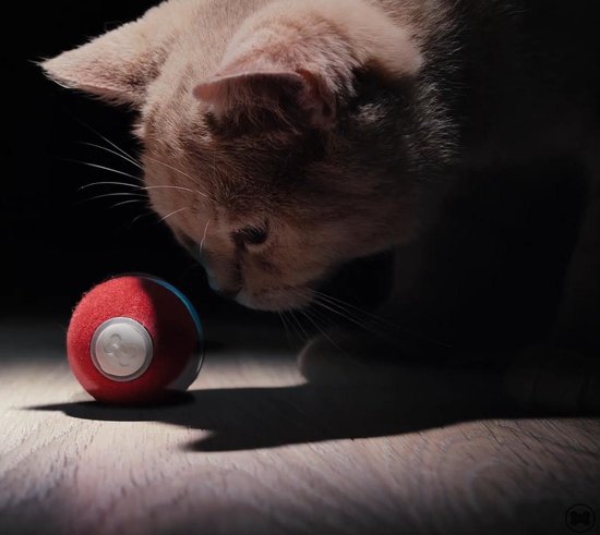 Cheerble mini ball 2.0 - Slimme interactieve zelf rollende bal voor katten - 3 speelmodi - kattenspeeltjes - USB oplaadbaar - Rood - Cheerble