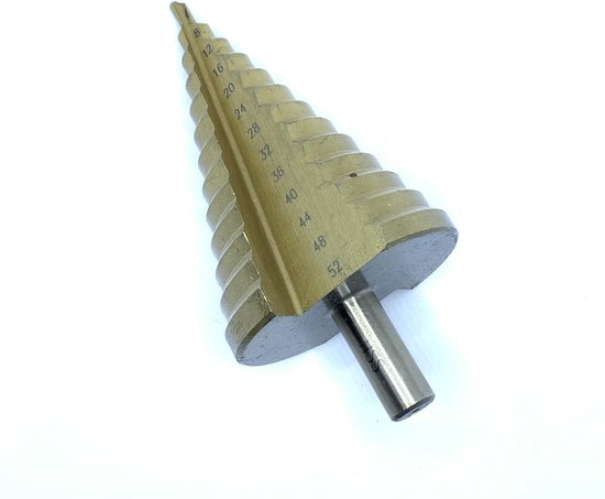 Stappenboor 4-52 mm – HSS stappenboor – Kegelboor – Trapgatboor gratis 4-20 mm - Conische plaatfrezen met titanium coating - Merkloos