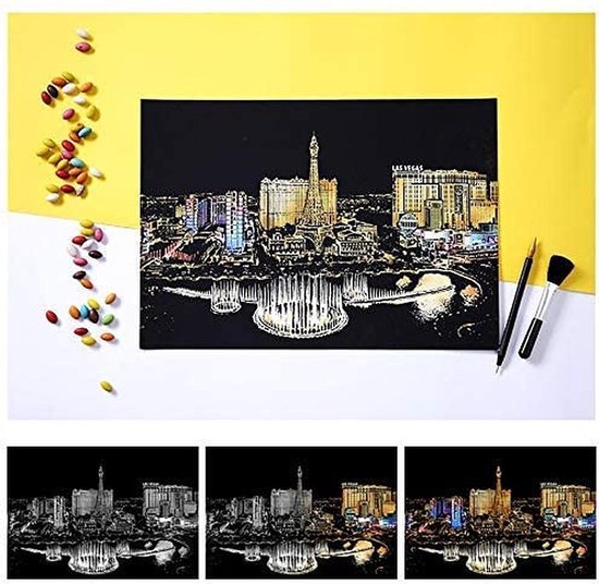 Scratch Art Volwassenen 41 x 28 cm Las Vegas Kras tekeningen