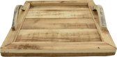 Vierkant houten dienblad met houten grepen 39 x 39 x 7 Cm