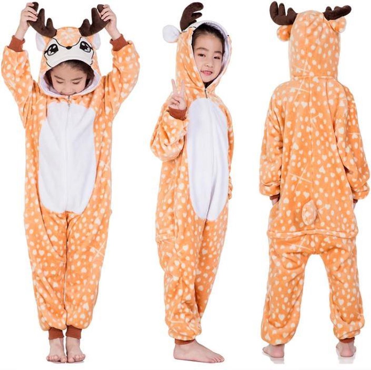 Onesie rendier hert eland dieren kostuum jumpsuit pyjama kinderen