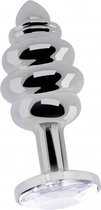 Ribbed Diamond Plug - 3.15 Inch - Silver - Butt Plugs & Anal Dildos - silver - Discreet verpakt en bezorgd