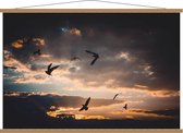 Schoolplaat – Vogels onder Wolken - 120x80cm Foto op Textielposter (Wanddecoratie op Schoolplaat)
