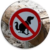 Dibond Wandcirkel - Bord met Verboden Te Poepen voor Honden - 30x30cm Foto op Aluminium Wandcirkel (met ophangsysteem)