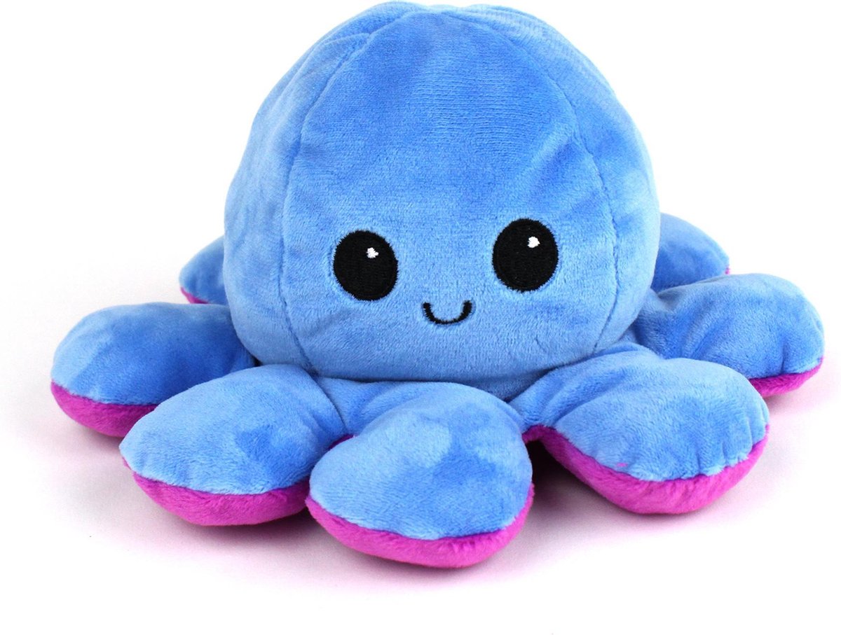 Knuffel Octopus Blauw/Paars - Mood Knuffel Omkeerbaar - Mood Octopus -  valentijn... | bol.com
