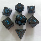 Dungeon Dice Plastic Polydice Dobbelstenen Set Van 7 Stuks - Black & Blue | Voor D&D En Andere Rollenspellen | Plastic Dobbelstenen Set Voor Dungeons And Dragons