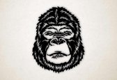 Wanddecoratie - Gorilla kop - L - 97x75cm - Zwart - muurdecoratie - Line Art