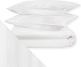 Dream Sheets - Luxe Dekbedovertrek (set) - 1 persoons - 140x200/220cm - Katoen Satijn - Wit Gestreept - 80mm