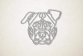 Line Art - Hond - Pitbull - S - 45x52cm - EssenhoutWit - geometrische wanddecoratie