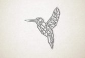 Line Art - Vogel Kolibrie - S - 53x45cm - EssenhoutWit - geometrische wanddecoratie