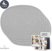 Placemats van Sophie Nordinn® - Placemat Abisko (Lichtgrijs) - Set (4 stuks) van Katoen - 43 cm x 34 cm
