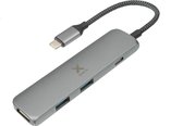 Xtorm USB-C Hub – 4 in 1 - Docking Station Braided Cable met HDMI 4k – USB 3.0 – USB-C en Headphone jack- grijs