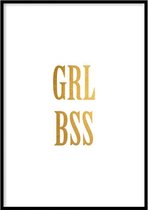 Poster GRLBSS - 30x40 cm Met Fotolijst - Tekst Poster - Ingelijst - WALLLL