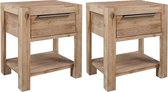 vidaXL - Nachtkastjes - met - lades - 2 - st - 40x30x48 - cm - massief - acaciahout