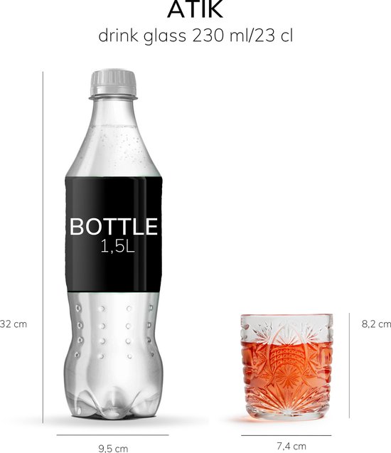 Libbey Drinkglas Atik - 230 ml / 23 cl - 6 Stuks - Vaatwasserbestendig - Vintage design - Hoge kwaliteit - Libbey