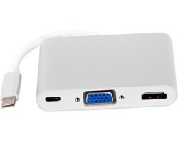 USB C naar HDMI + VGA – TYPE-C naar HDMI + VGA met audio PD opladen USB 3.0 hub HUB