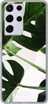 6F hoesje - geschikt voor Samsung Galaxy S21 Ultra -  Transparant TPU Case - Tropical Plants #ffffff