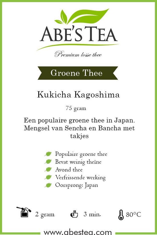 Abe's Tea | Groene Losse thee, Kukicha Kagoshima 75 gr. - sencha en ...