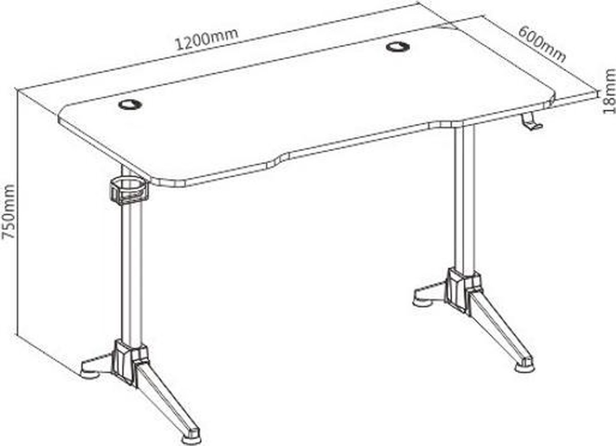 null Game Bureau Computertafel Zwart - afbeelding 2