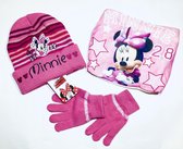 Disney Minnie Mouse winterset 3-delig - muts+col+handschoenen - roze - maat 52 cm (+/- 2-5 jaar)