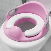 Zindelijkheidstraining toiletbril - Trainer inzetstuk voor peuters en kinderen met vulling, handgrepen, rugleuning, spatbescherming, maataanpassing - Kleur roze