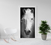 Deurposter - deursticker wit paard - 201,5 x 93 cm - of andere maat