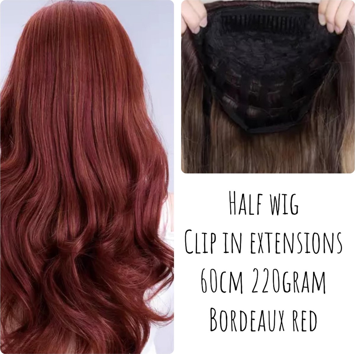 waarschijnlijk Paine Gillic gemak Half Wig Clip In Extensions Pruik red rood 60cm dik&vol bodywave | bol.com