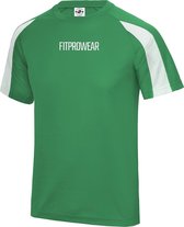 FitProWear Contrast Sportshirt Heren Groen/Wit - Maat XL - Sportshirt - T-Shirt - Sportkleding - Sportshirt korte mouwen - Sportshirt Polyester - Heren Shirt
