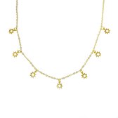 7 kleine open sterretjes ketting - Goud - 38 cm