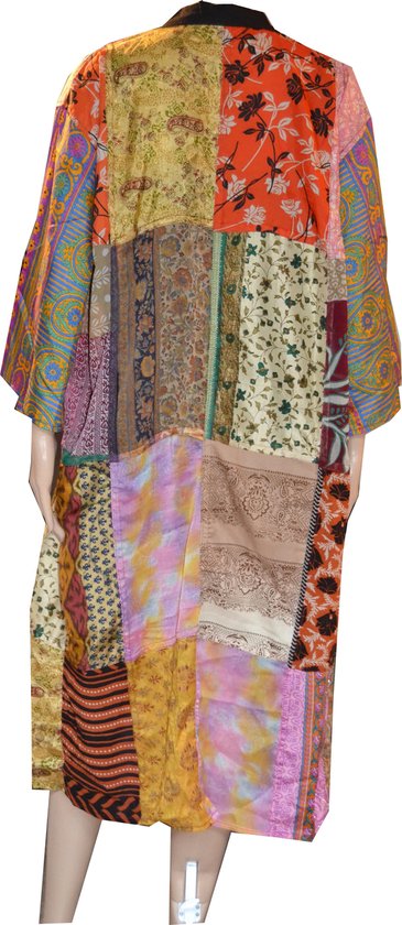 Galia silk kimono Rina – Uniek patchwork met Liefde gemaakt