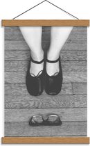 Schoolplaat – Ballerina Schoenen met Zwarte Bril - 30x40cm Foto op Textielposter (Wanddecoratie op Schoolplaat)