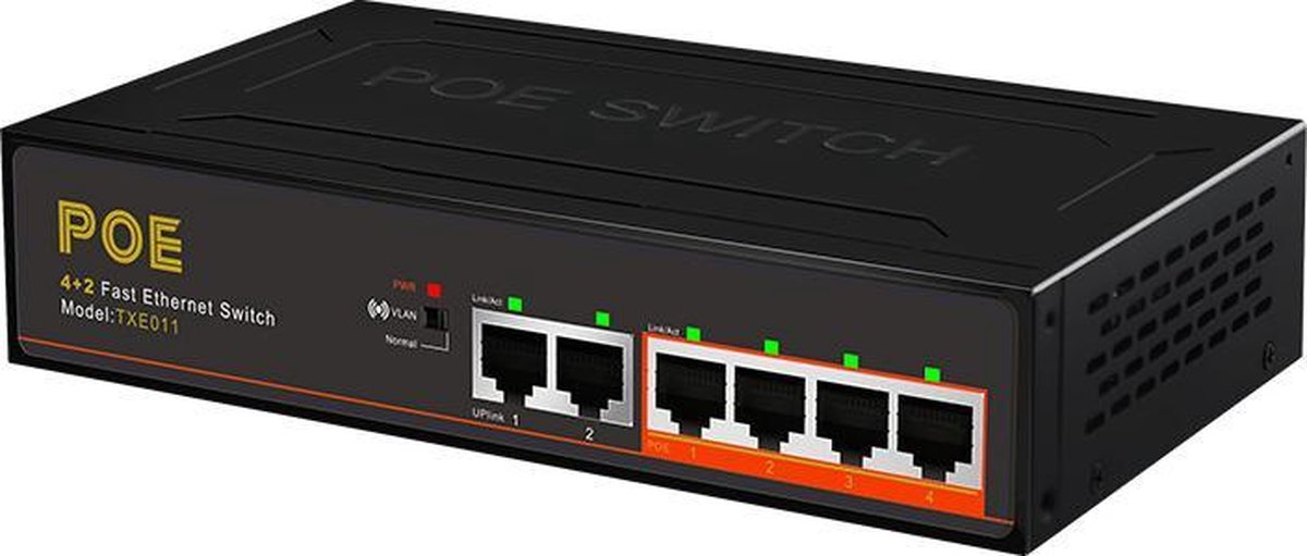 SBVR TXE064 - Netwerk Switch - PoE Switch - 6 poorten - 100 Mbps - RJ45
